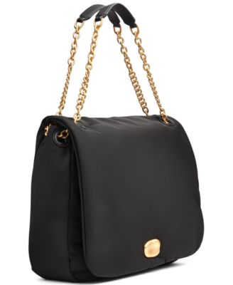 Crepe Large Nylon Shoulder with Chain Strap