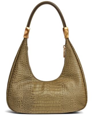Quogue Embossed Croco Leather Mini Hobo Shoulder Bag