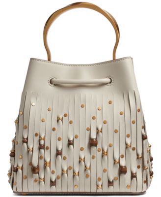 Мини-сумка-ведро Donna Karan New York Lawrence, украшенная бисером и лазерной резкой