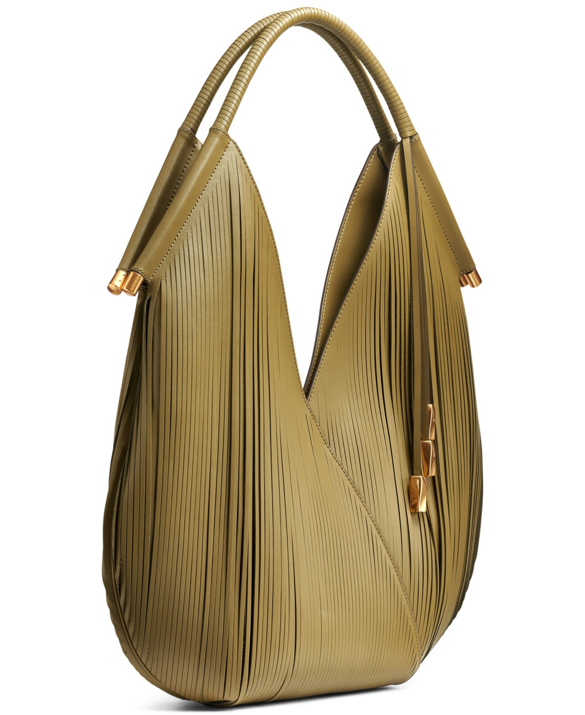 DONNA KARAN DONNA KARAN BALDWIN LARGE LASER-CUT SHOULDER WITH LEATHER WRAPPED ROUNDED HANDLE 