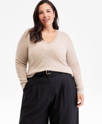 Charter Club - Plus Size 100% Cashmere V-Neck Sweater