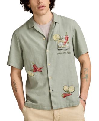 Lucky Brand - Men's Vice Short Sleeve Button-Front Graphic Camp Shirt
