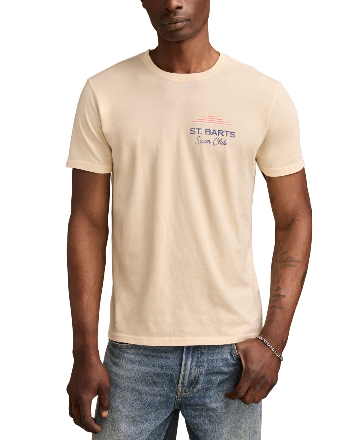 Men's St. Barts Swim Club Short Sleeve Crewneck Graphic T-Shirt - Novelle Peach