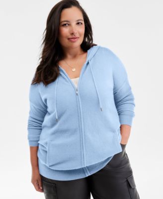 Charter Club - Plus Size 100% Cashmere Zip-Up Hoodie