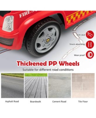 Kids Push Ride On Fire Truck with Ladder Bubble Maker and Headlights