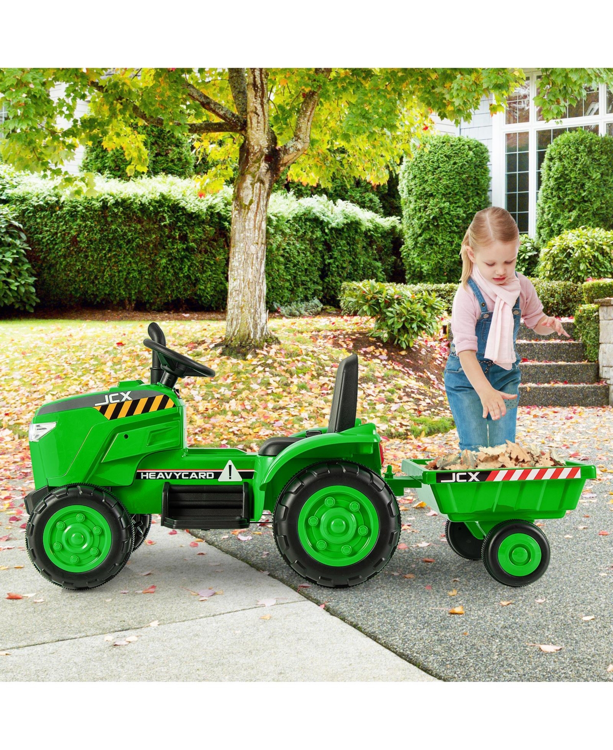 12V Kids Ride On Tractor with Trailer and Remote Control