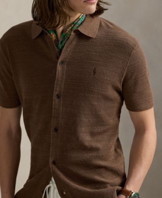 Men's Textured Cotton-Linen Shirt Sweater