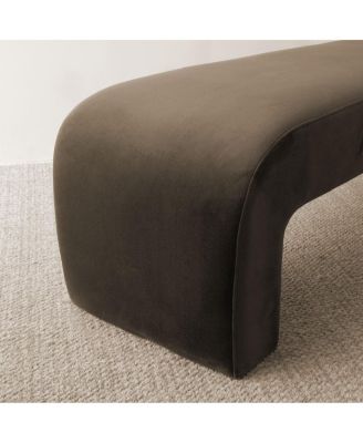 60" Waterfall Upholstered Bench with Solid Wood Frame and Boucle Fabric for Bedroom or Entryway