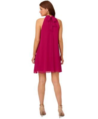 Women's Chiffon Mock-Neck Sleeveless Shift Dress