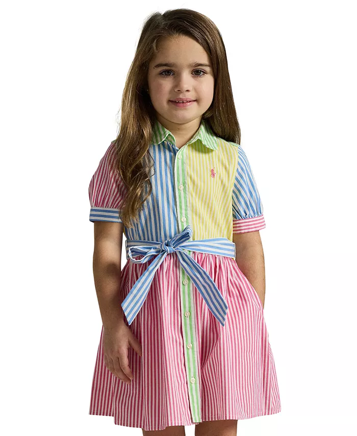 Polo Ralph Lauren Toddler and Little Girls Striped Cotton Fun Shirtdress