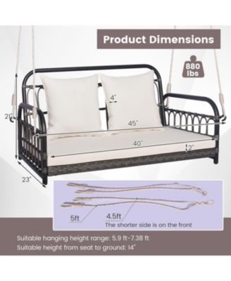 2-Person Outdoor Hanging Chair with Ropes