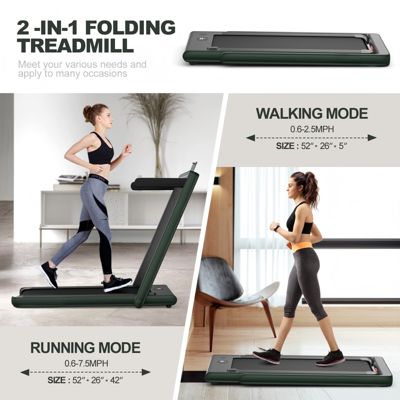 2-in-1 Electric Motorized Folding Treadmill with Dual Display and Speaker