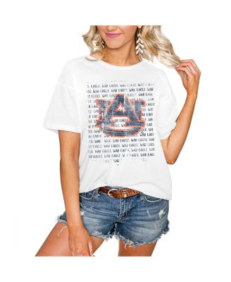 Легкая женская футболка Gameday Couture White Auburn Tigers, напечатанная жирным шрифтом