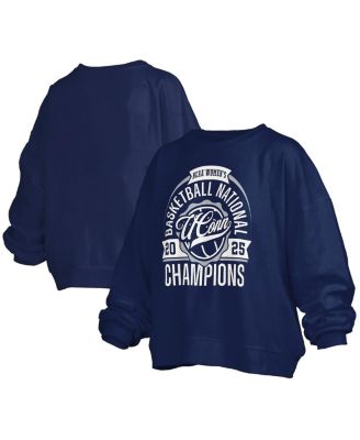 Pressbox - Women's Navy UConn Huskies 2025 NCAA Women's Basketball National s Janice Oversized Fleece Pullover Sweatshirt