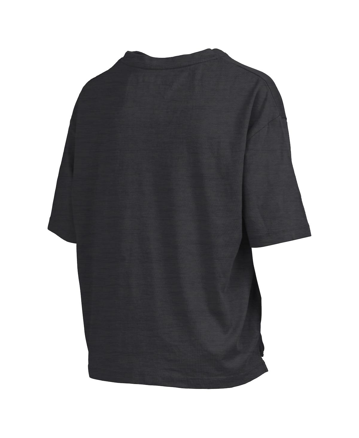 PRESSBOX WOMEN'S BLACK VANDERBILT COMMODORES NELSON ARCH OVER LOGO WAIST LENGTH OVERSIZED SLUB T-SHIRT 