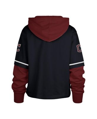 Женская укороченная толстовка-пуловер с коротким рукавом Cleveland Guardians City Connect от бренда '47 темно-синего цвета