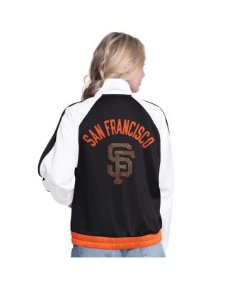 Женская бело-черная спортивная куртка реглан со стразами San Francisco Giants Rally со стразами G-III Sports by Carl Banks на молнии