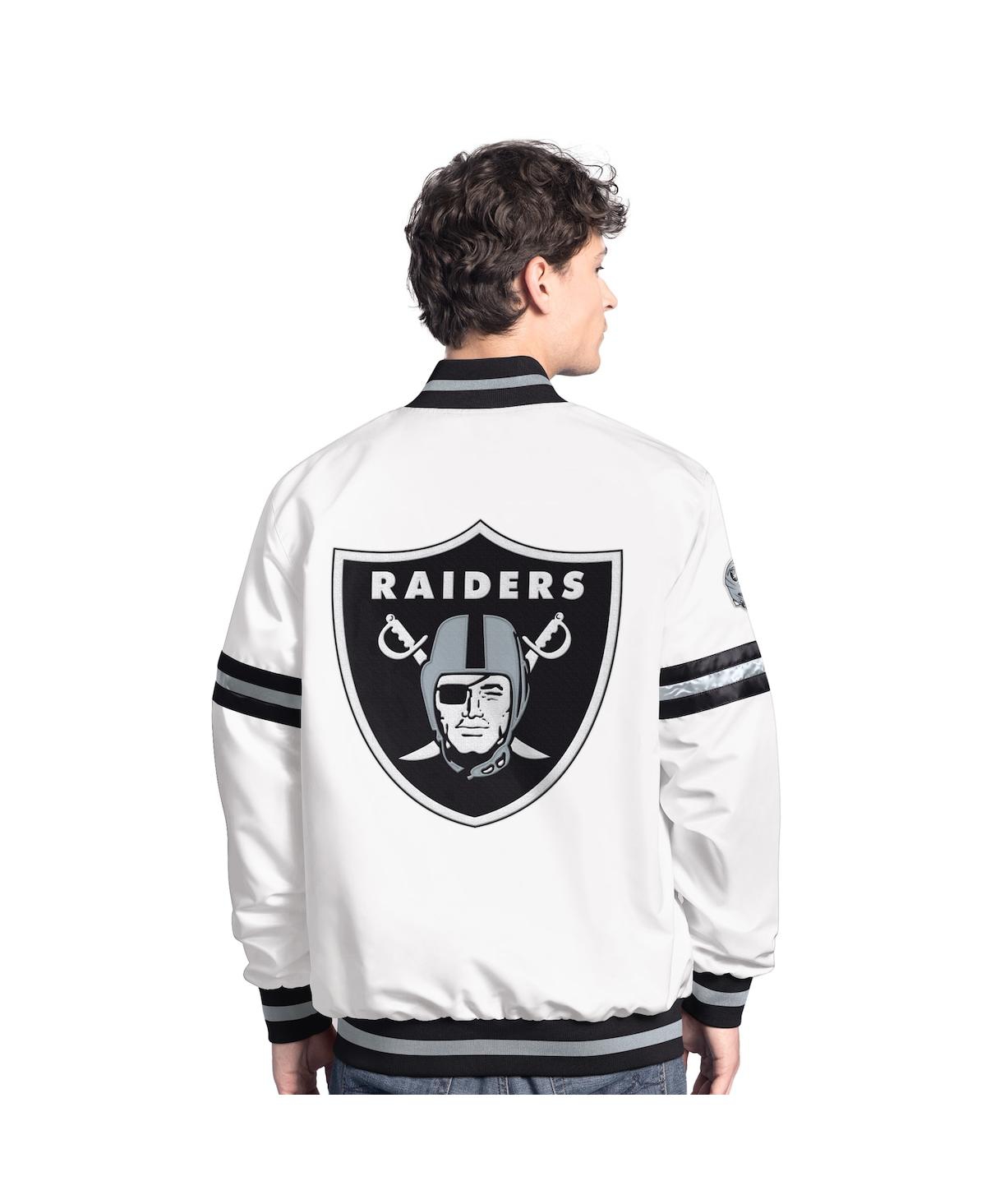Starter Men's White Las Vegas Raiders Scout Full-snap Varsity Jacket In White