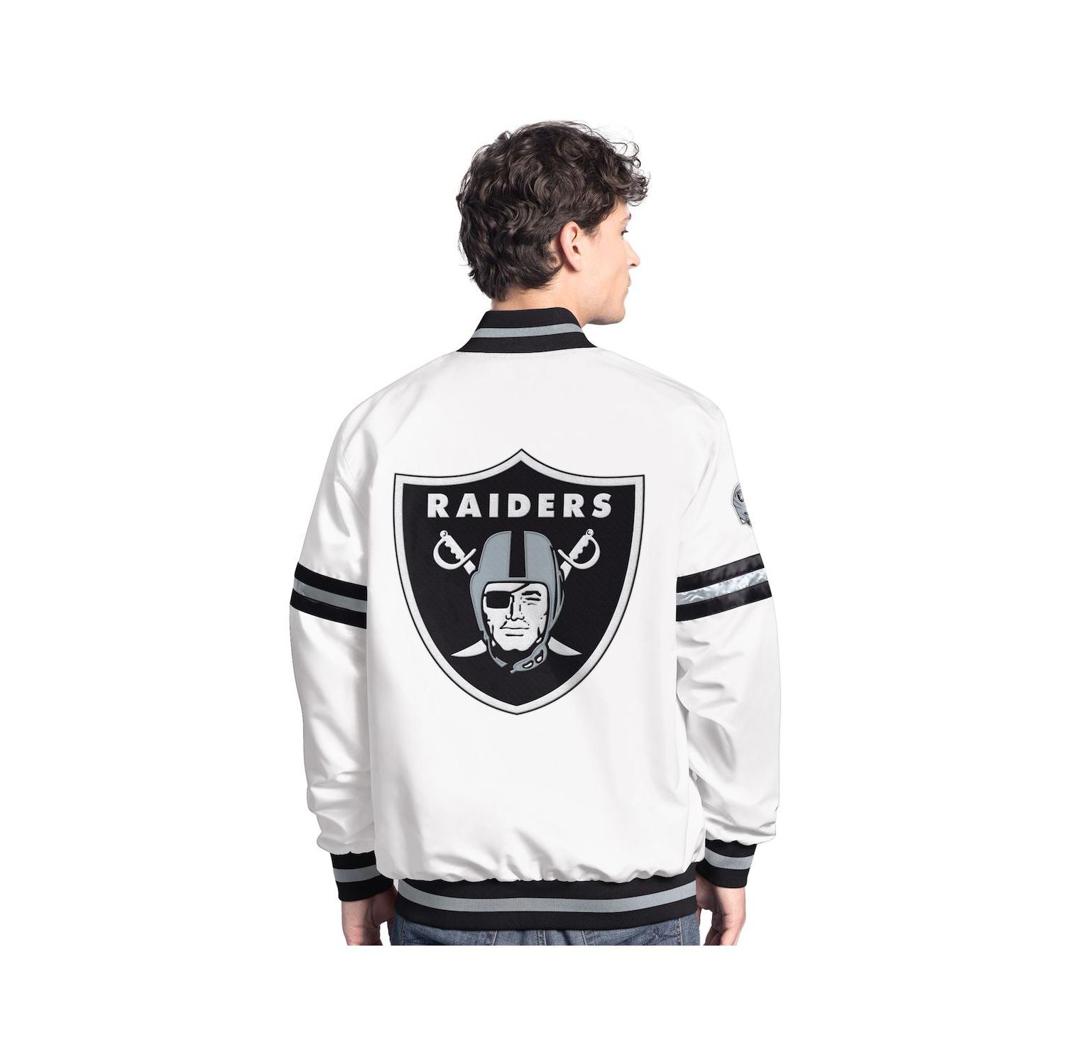 Men's White Las Vegas Raiders Scout Full-Snap Varsity Jacket