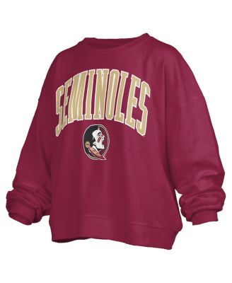 Women's Garnet Florida State Seminoles Janise Arch Over Logo Waist Length Oversized Pullover Sweatshirt