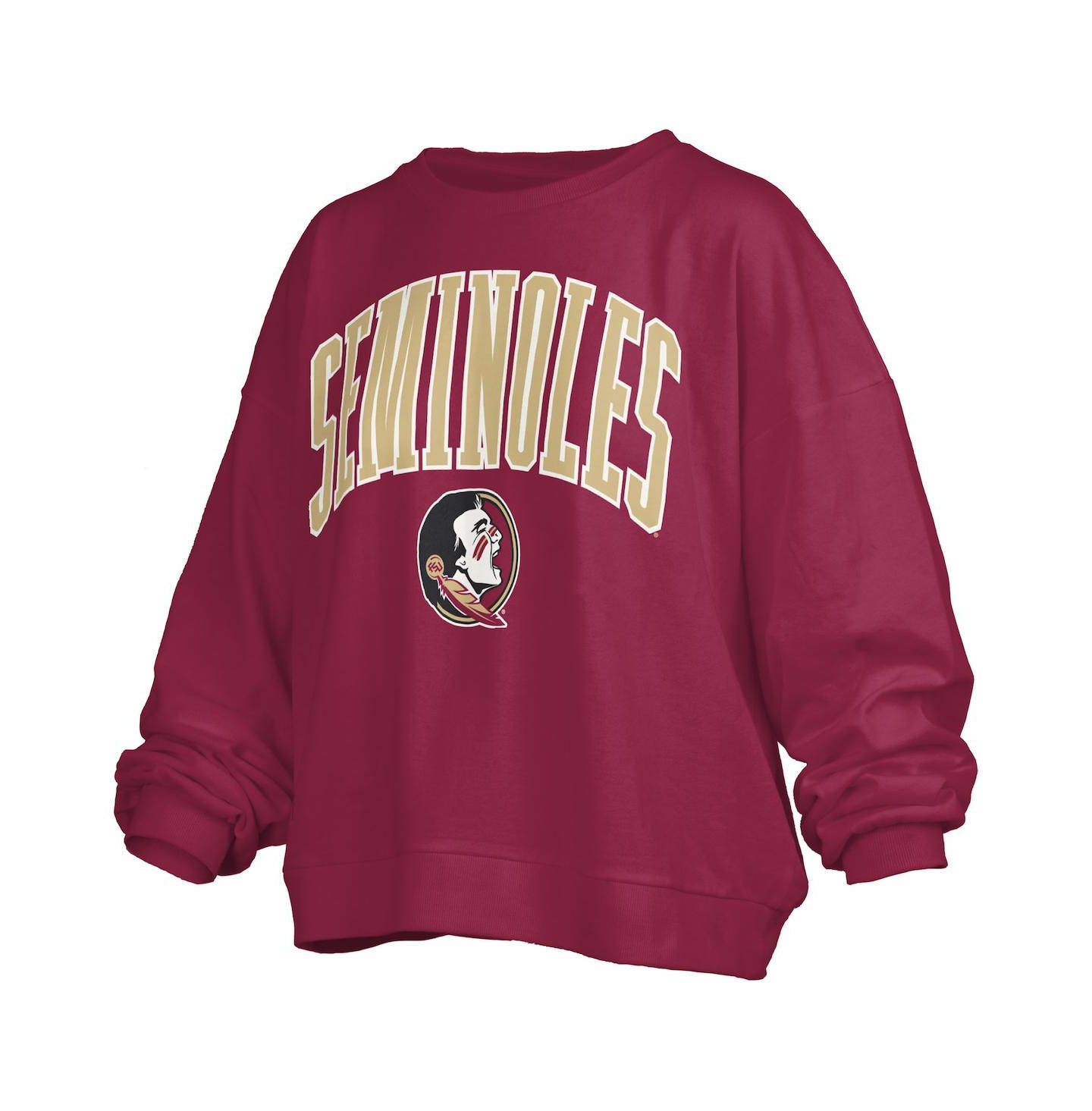 Женская толстовка Pressbox Garnet Florida State Seminoles Janise Arch Over Logo Waist Length Oversized Pullover — фото 3