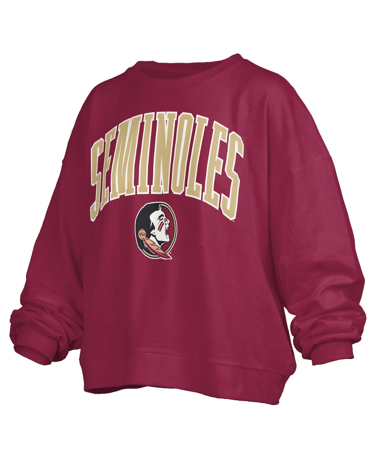 Pressbox Women's Garnet Florida State Seminoles Janise Arch Over Logo Waist Length Oversized Pullover Sweatsh In Burgundy