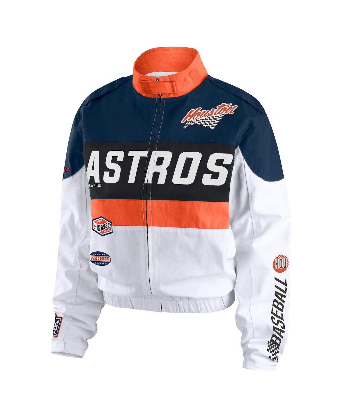 Wear By Erin Andrews Women's Orange/white Houston Astros Racing Full-zip Jacket