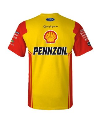 Мужская желтая футболка с эмблемой команды Penske Joey Logano Shell/Pennzoil