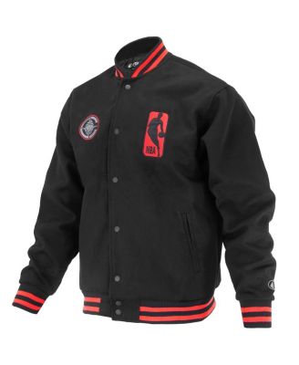 Men's and Women's Black LA Clippers Logo Man Shadow Collection Full-Snap Varsity Jacket