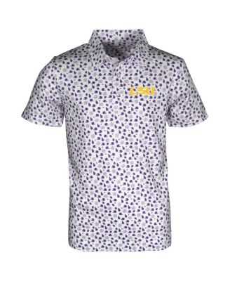 Garb - Big Boys and Girls White LSU Tigers Earnest Allover Print Polo Shirt