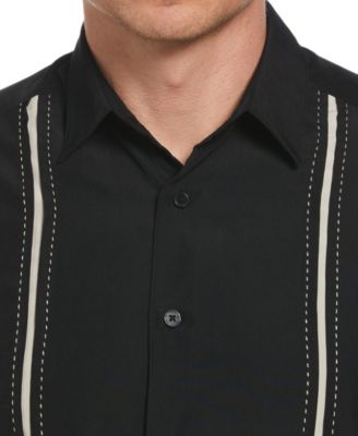 Men's Pick Stitch Panel Short Sleeve Button-Down Shirt