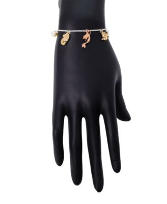 Little Mermaid Cubic Zirconia and Mother of Pearl Charm Bolo Bracelet