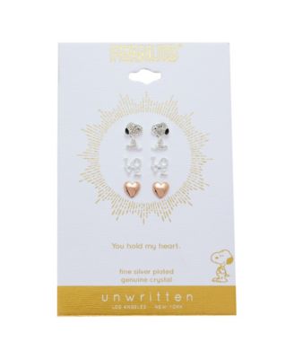 Unwritten Peanuts Crystal Love Snoopy Earring Set