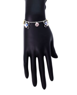 Mickey and Minnie Cubic Zirconia Baseball Charm Bolo Bracelet