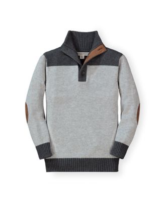 Baby Boys Hope and Henry Long Sleeve Mock Neck Button Sweater with Contrast Yoke