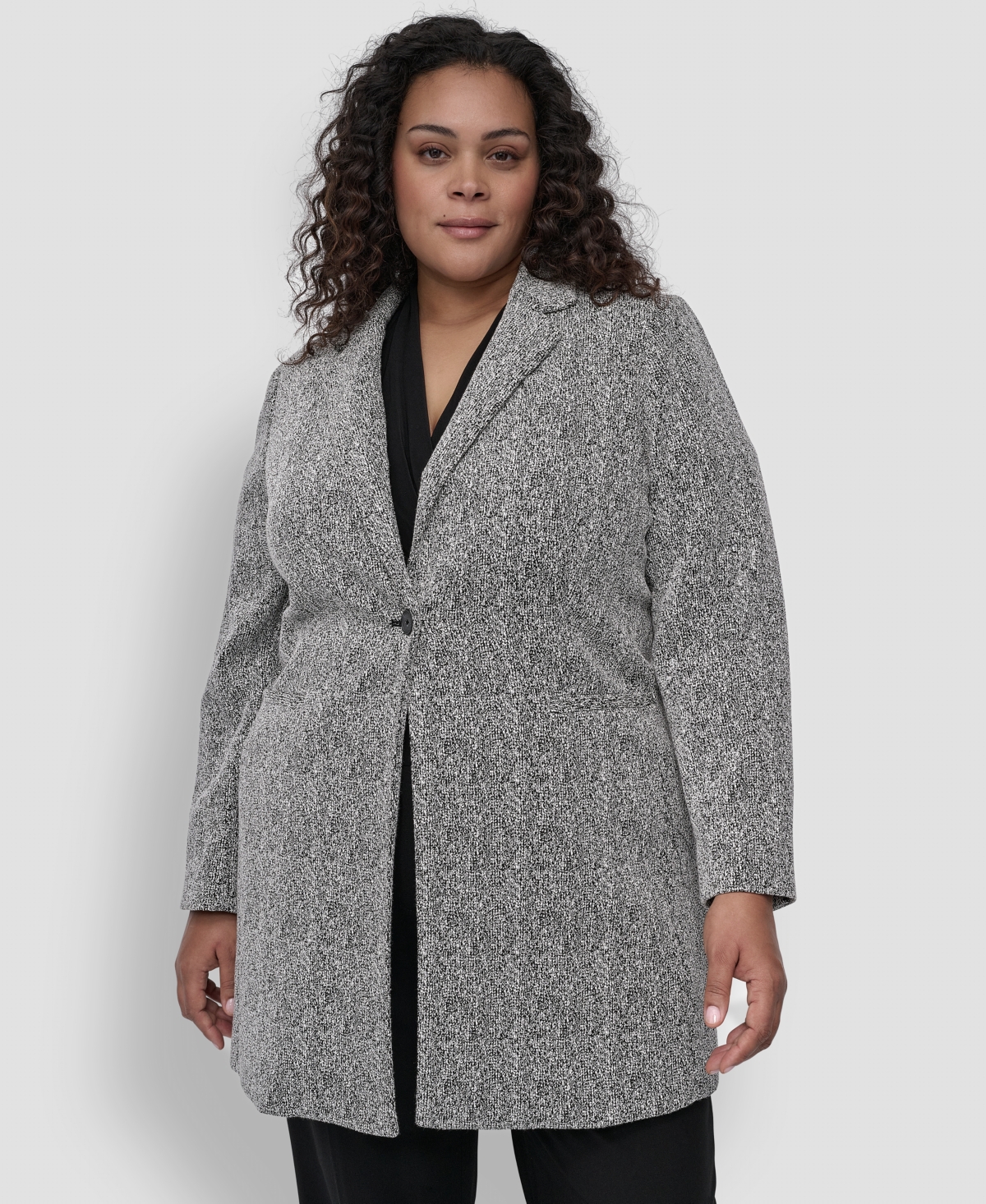 Plus Size Double D Topper Blazer - Black/White