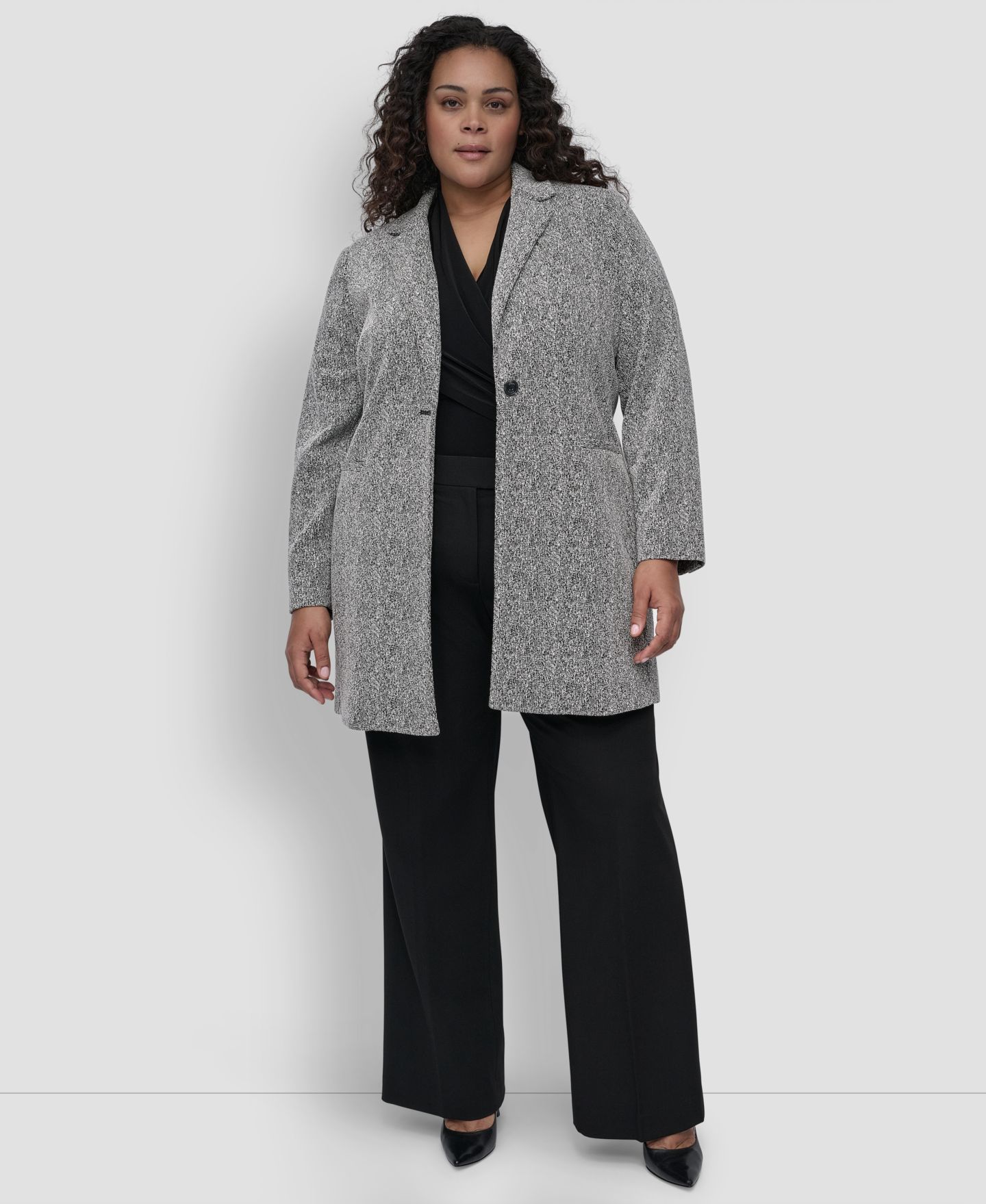 Женская куртка DKNY Plus Size Double D Topper, цвет: Чёрный / Белый — фото 4