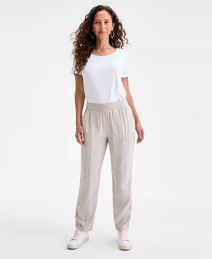 Women's Mid-Rise Pull On Straight-Leg Ankle Pants - thumbnail 4