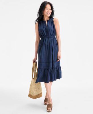 Style & Co - Women's Cotton Solid Lace-Mix Maxi Dress