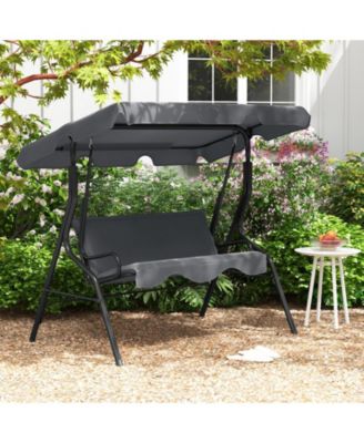 3 Seat Outdoor Patio Canopy Swing with Cushioned Steel Frame