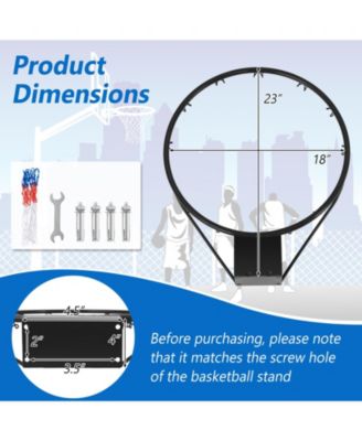18 Inch Basketball Rim Goal Replacement with All Weather Net and Mounting Hardware-Black
