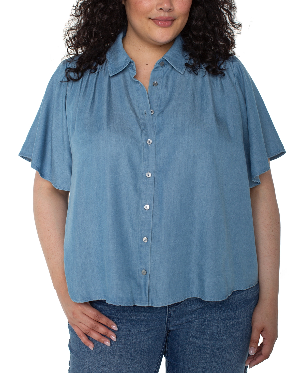 Liverpool Los Angeles Petite Flutter-sleeve Blouse