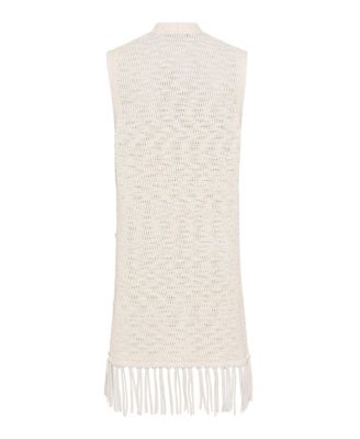 Women's Longline Fringe Trim Vest