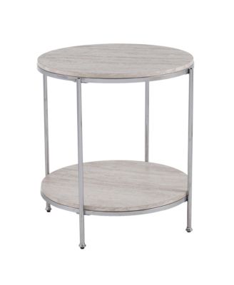 Wood and Iron Rectangular End Table with Shelf for Living Room or Bedroom