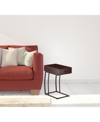 Wood and Iron End Table with Drawer for Sofa Side or Bedside Use