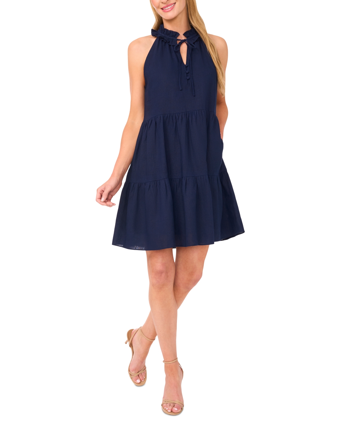 Cece Clip Dot Flutter Sleeve Midi Dress