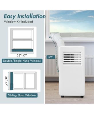 8000 BTU Portable Air Conditioner with Remote Control and LED Digital Display