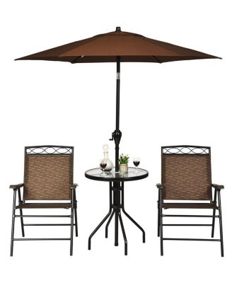 3PCS Bistro Set Conversation Set Pub Patio Outdoor w/ Folding Chairs Table