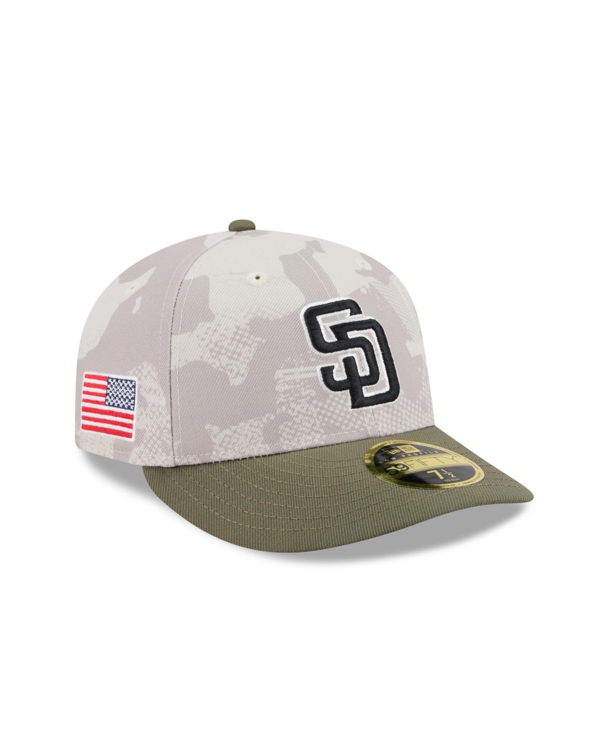 New Era Men's Light Beige/olive San Diego Padres 2025 Armed Forces Day Low Profile 59fifty Fitted Hat