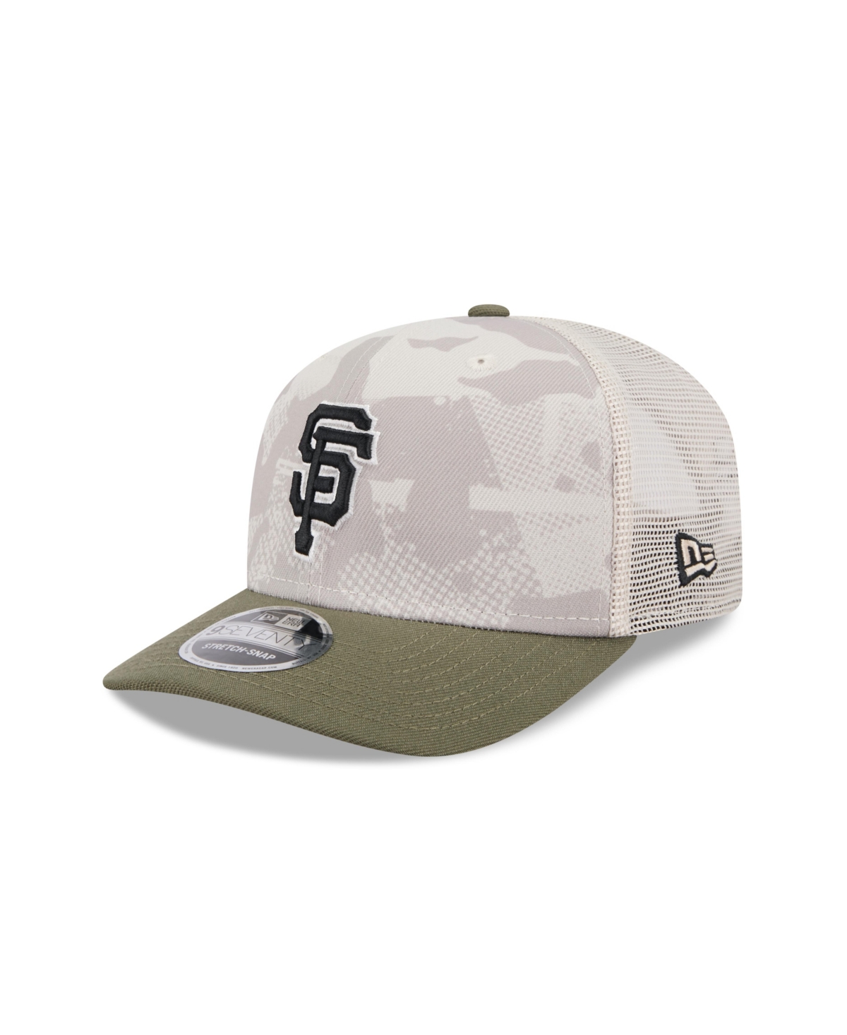 NEW ERA MEN'S LIGHT BEIGE/OLIVE SAN FRANCISCO GIANTS 2025 ARMED FORCES DAY 9SEVENTY ADJUSTABLE HAT 